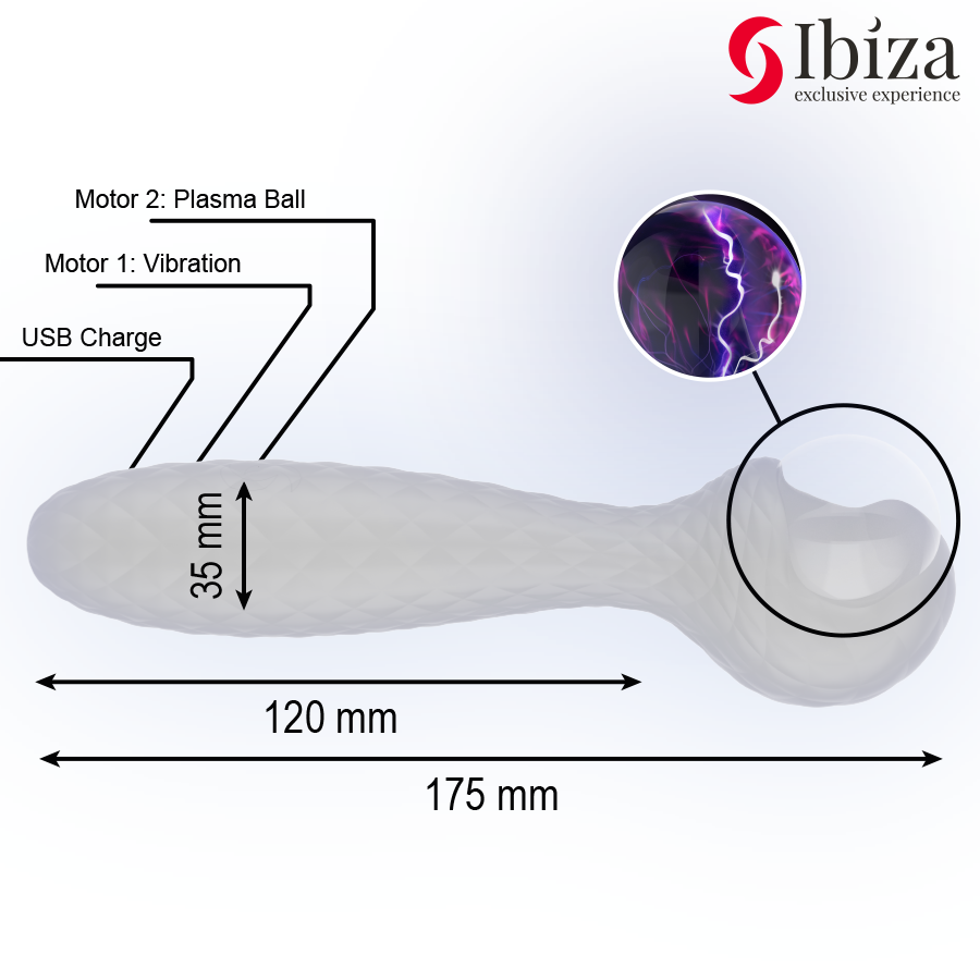 Ibiza Sfera di Plasma Vibratore 2 Motori IPX6