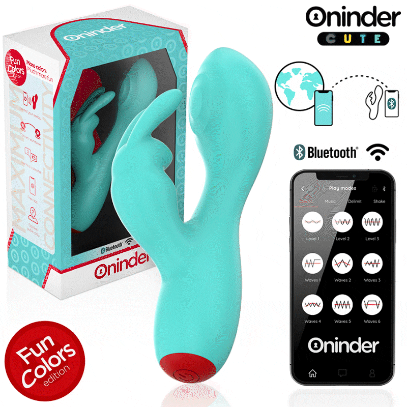 Oninder Cute vibratore rabbit turchese tapping