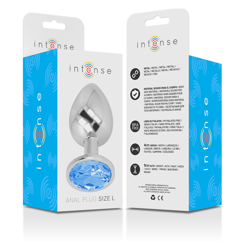 Intense Plug Gioiello Blu L plug anale metallo 9x4 cm