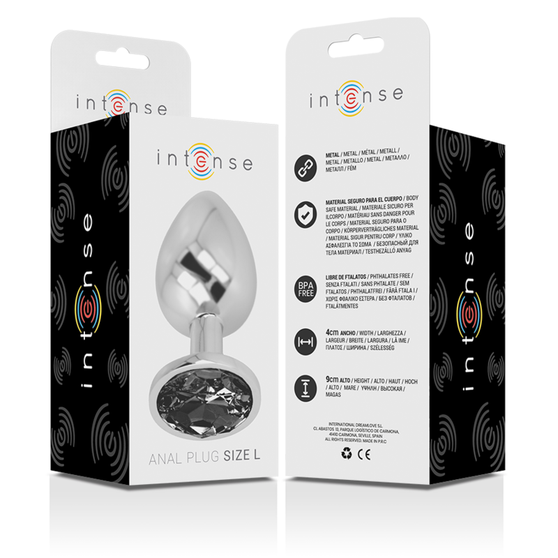 Intense Gioiello Nero L plug anale metallo 9x4 cm
