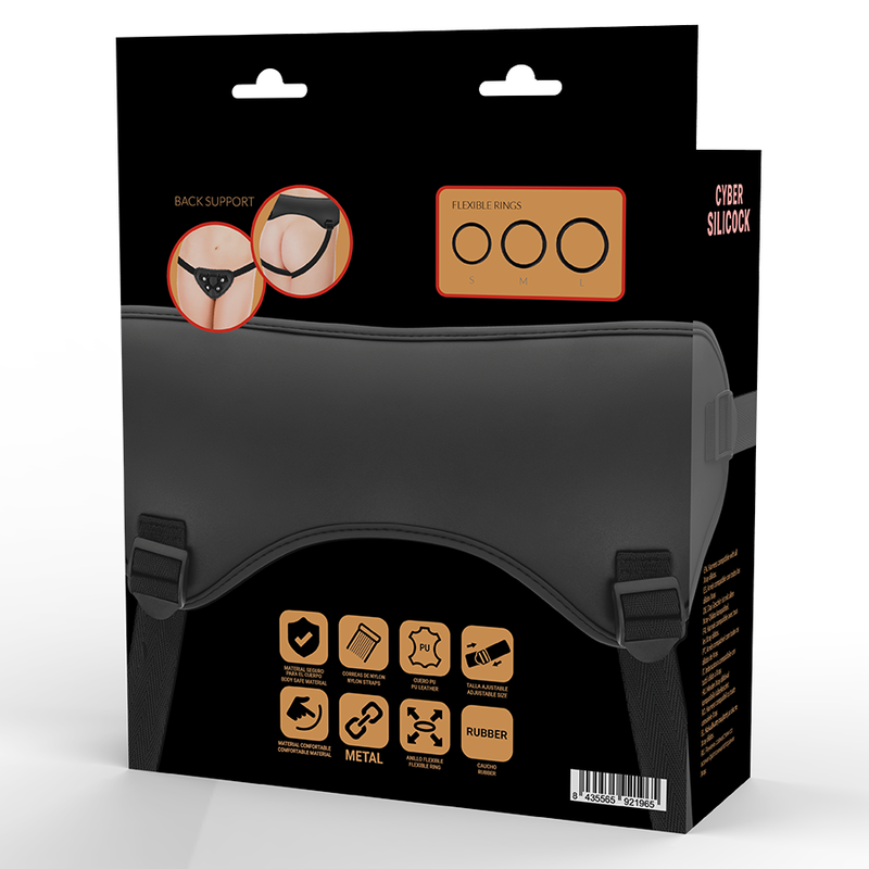 Cybersilicock imbracatura strap-on con 3 anelli silicone