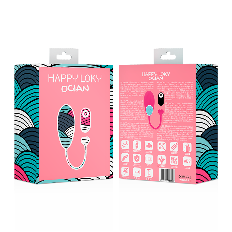 Happy Loky Ocian bullet vibrante telecomando rosa impermeabile