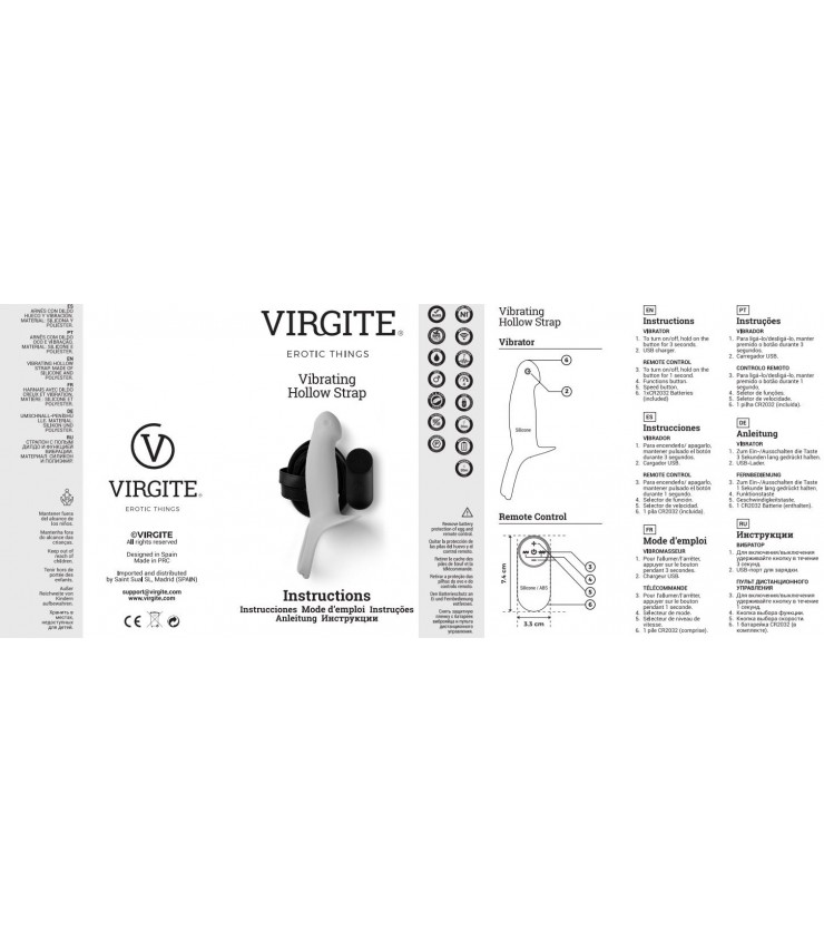 Love Hit by Virgite H4 strap-on cavo vibrante taglia L silicone