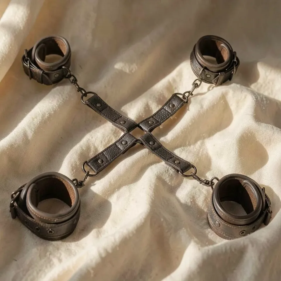 CalExotics Nocturnal Hog Tie set bondage 4 polsini nero