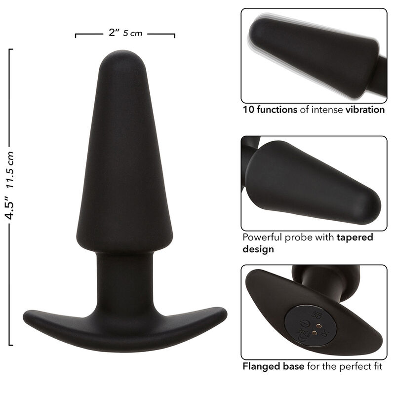 CalExotics Rock Bottom Conico plug anale nero vibrante