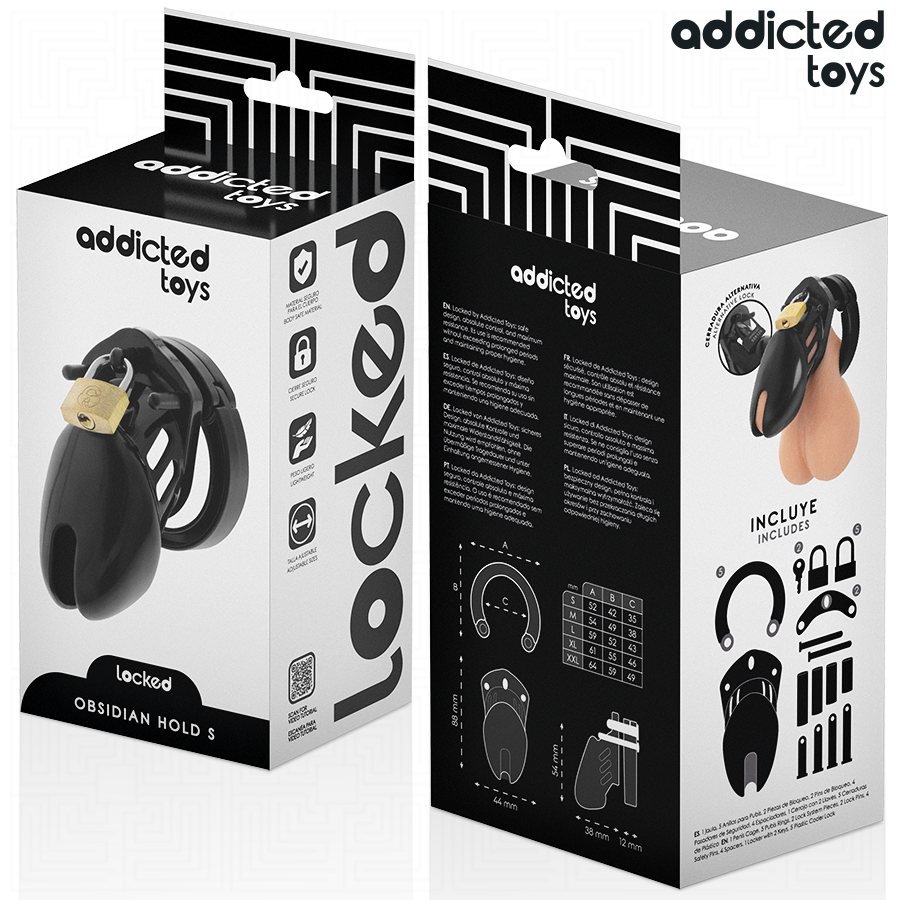 Addicted Toys Locked Obsidian Hold gabbia castità taglia S