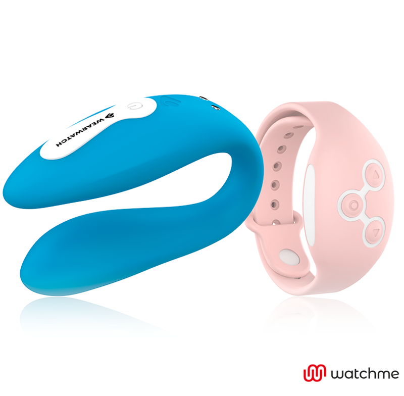 WEARWATCH Dual Vibratore coppia a U indigo rosa telecomando