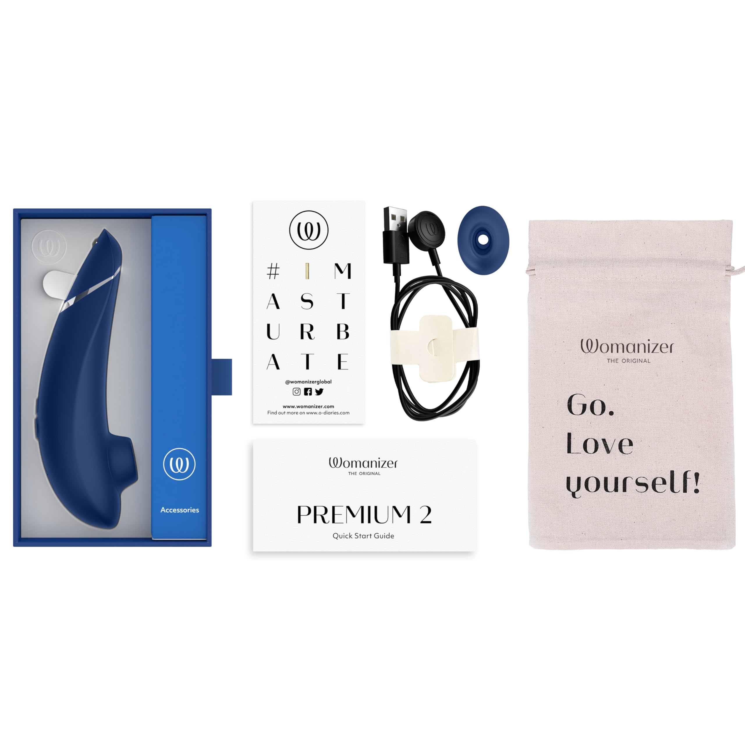 Womanizer Premium 2 stimolatore clitorideo blu 14 livelli