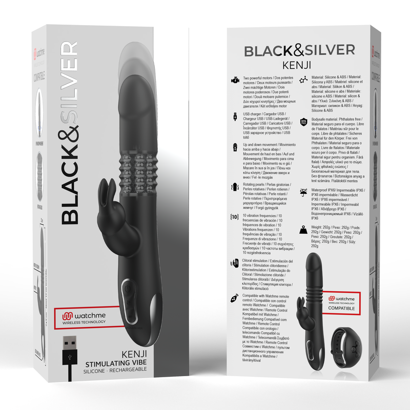 Black&Silver Kenji Stimulating Vibe vibratore rabbit ricaricabile