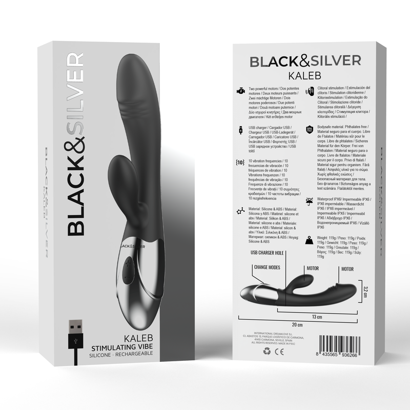 Black&Silver Kaleb vibratore doppia stimolazione ricaricabile
