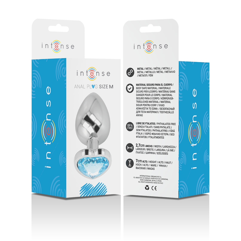 Intense Cuore Blu M plug anale metallo gioiello blu