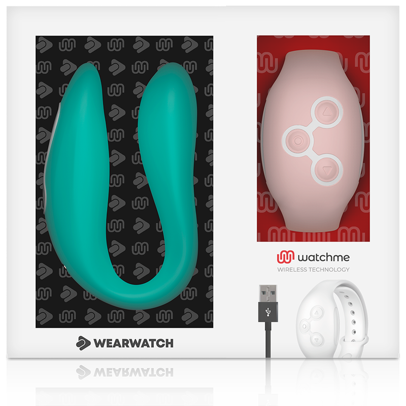 Wearwatch Dual vibratore di coppia acquamarina rosa con orologio
