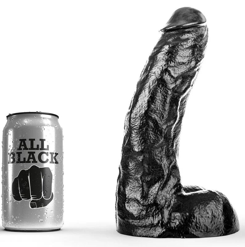 All Black Dong 25,5 cm dildo dritto PVC morbido