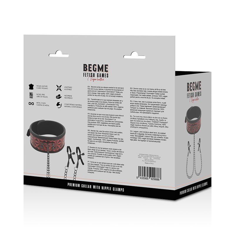 Begme Red Edition collare con morsetti bondage regolabile