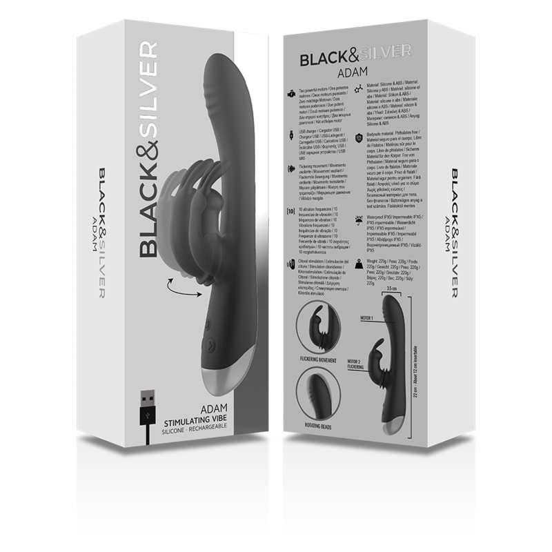 Black&Silver Adam vibratore rabbit 10 modi