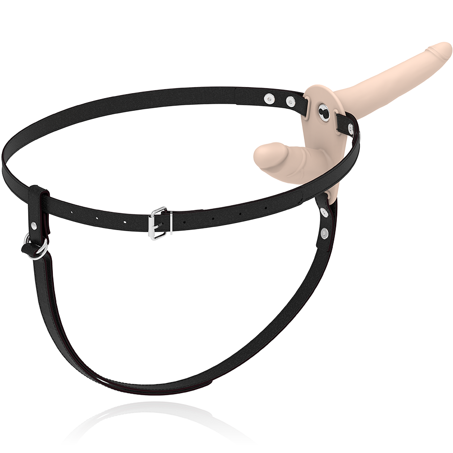 Fetish Submissive harness doppia penetrazione vibrante flesh