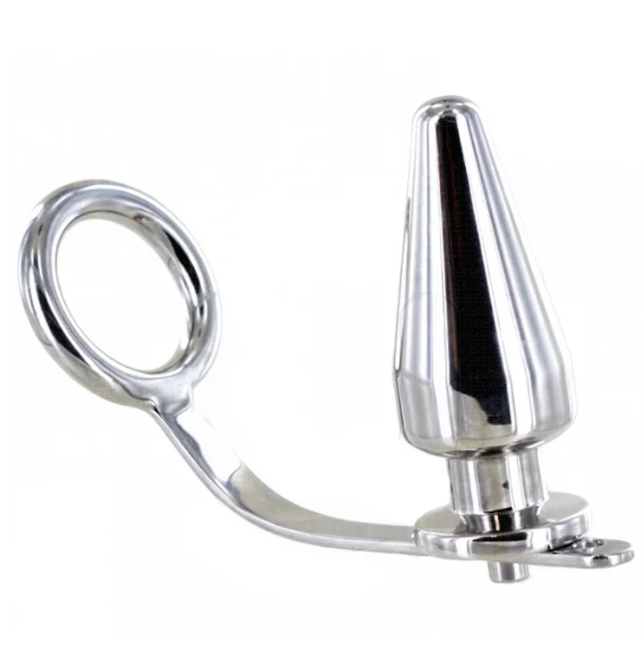 Metal Hard anello con plug anale 55 mm in acciaio