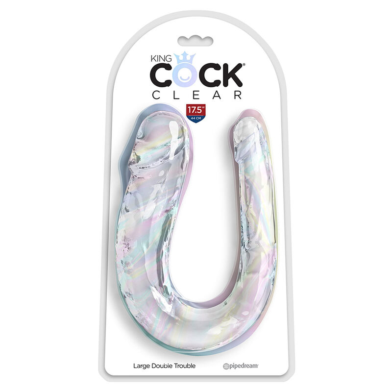 Pipedream King Cock Clear Double Trouble dildo 44 cm traslucido