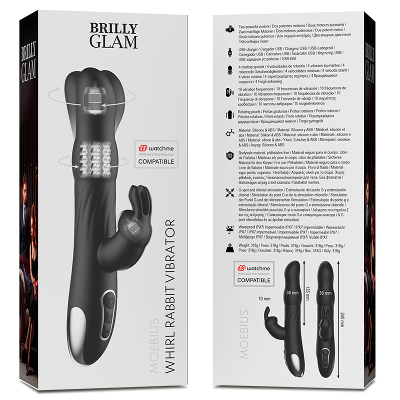 Brilly Glam Moebius vibratore rabbit rotante silicone