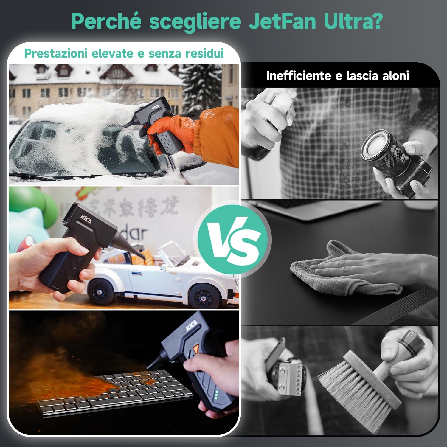 Kica JetFan Ultra spolverino elettrico 48 m/s con LED
