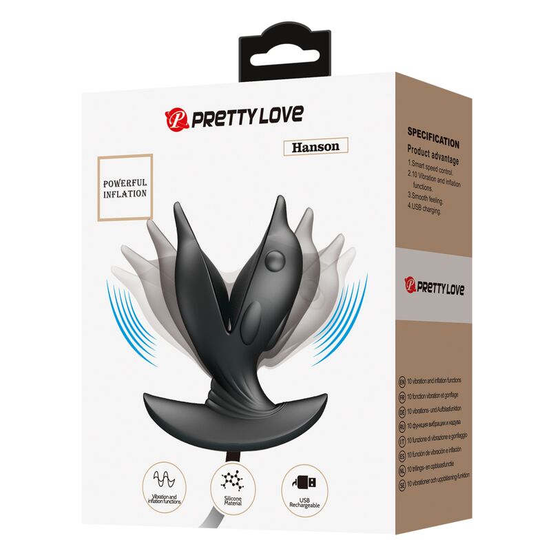 Pretty Love Delfin plug anale gonfiabile nero vibrante