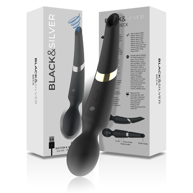 Black&Silver Beck Wand 2in1 vibratore massaggiatore
