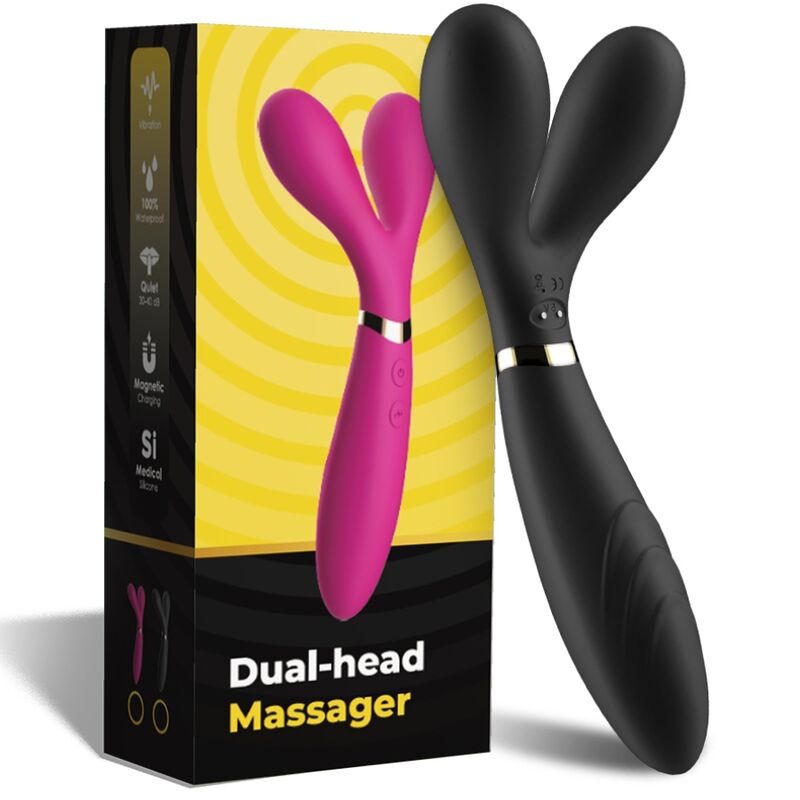 Armony Y-Wand Stimolatore Clitorideo Nero Doppia Testa Silicone