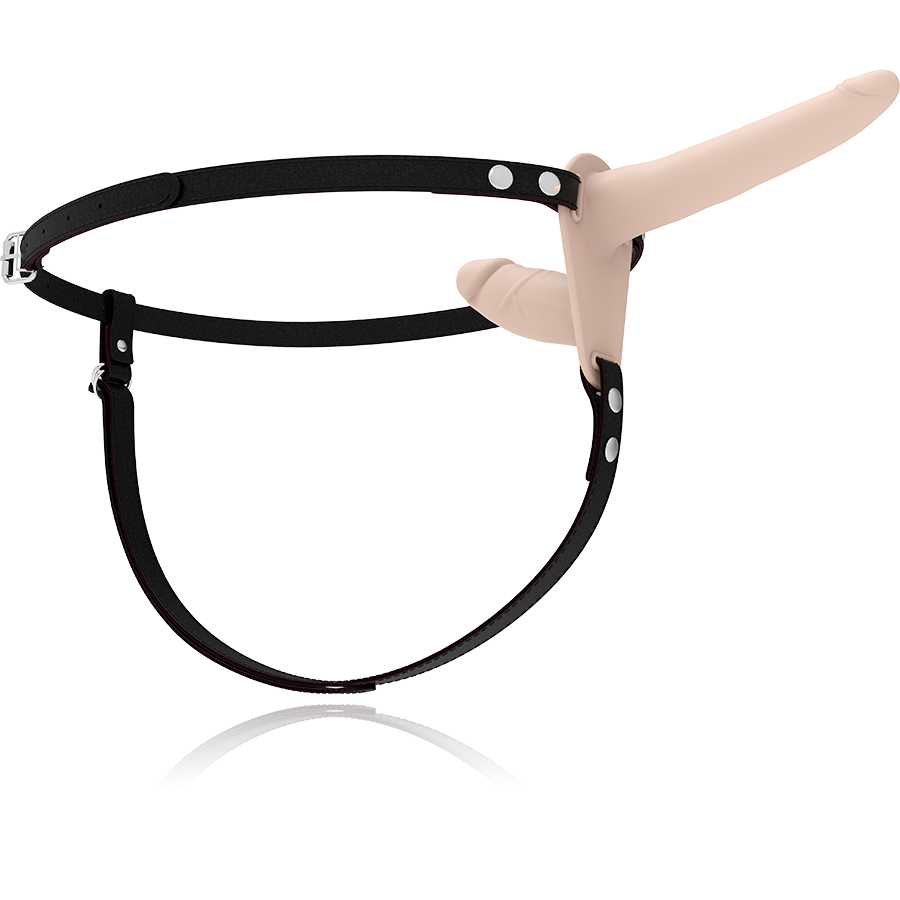 Fetish Submissive harness doppia penetrazione vibrante flesh