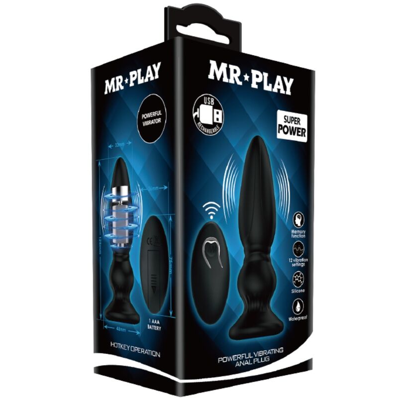 MR Play plug prostatico vibrante telecomando nero
