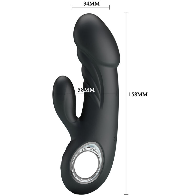 Pretty Love Ansel vibratore rabbit nero silicone