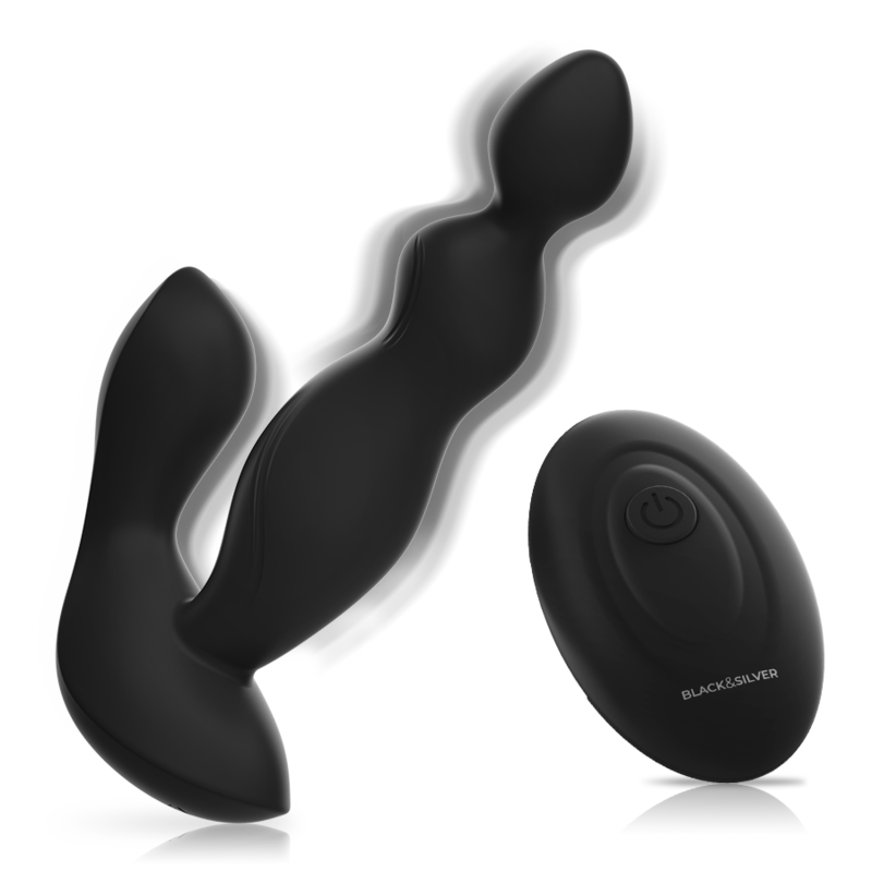 Black&Silver Cora Plug anale vibrante con telecomando impermeabile