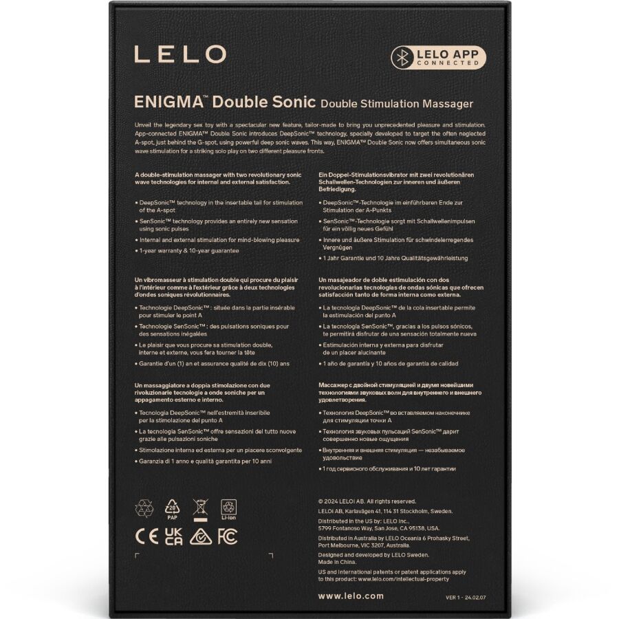 Lelo Enigma Double Sonic vibratore nero punto A