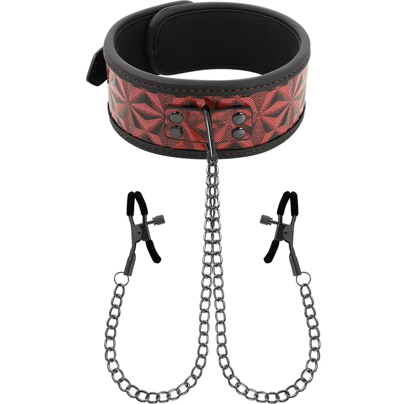 Begme Red Edition collare con morsetti bondage regolabile