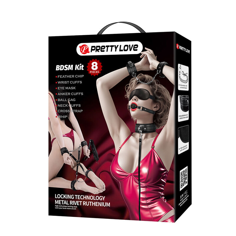 Pretty Love Kit BDSM bondage 8 pezzi nero