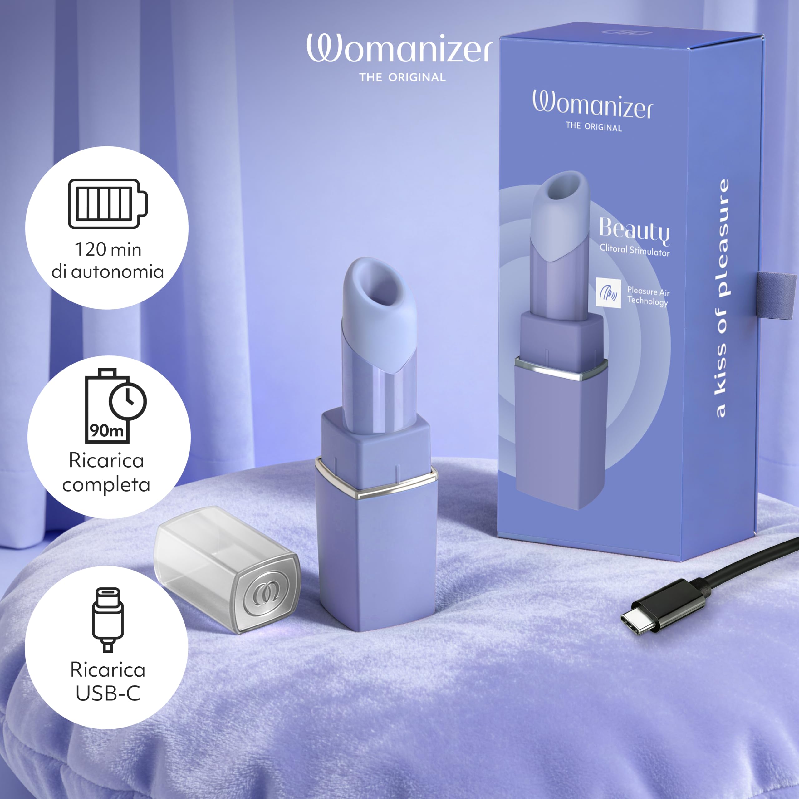 Womanizer Beauty stimolatore clitorideo lilla 6 intensità