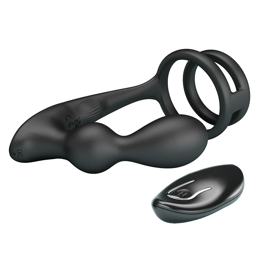 MR Play doppio anello con plug anale vibrante telecomando