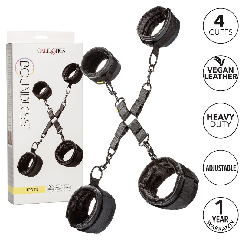 CalExotics Boundless Hog Tie set bondage 4 polsini vegano