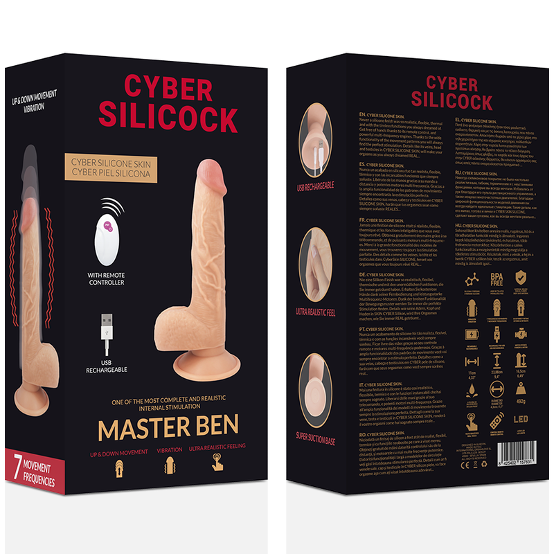 Cyber Silicock Master Ben fallo vibrante 16,5 cm telecomando