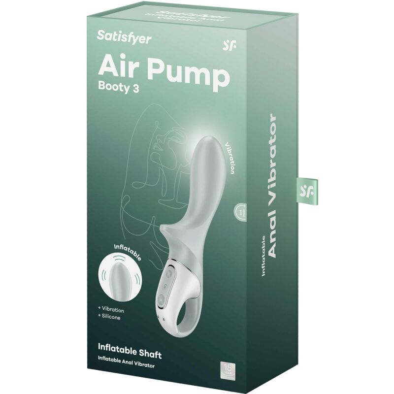 Satisfyer Air Pump Booty 3 plug gonfiabile grigio verde
