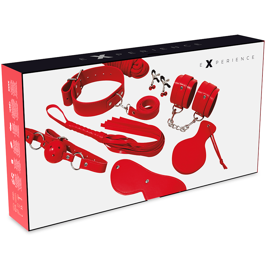 Experience Kit BDSM Rosso 8 pezzi in pelle sintetica