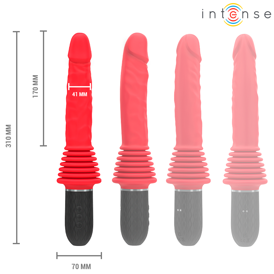Intense Cynthia vibratore riscaldante con ventosa 31 cm