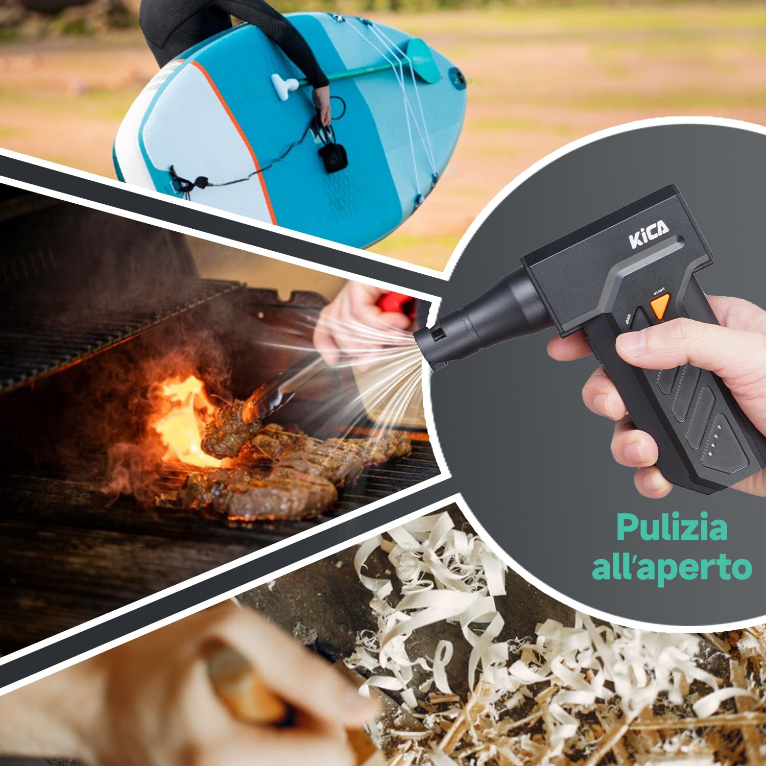 Kica JetFan Ultra spolverino elettrico 48 m/s con LED