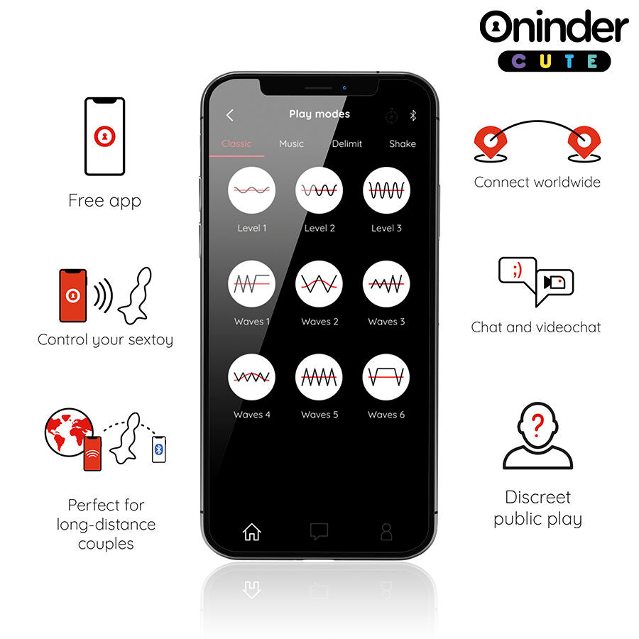 Oninder Cute plug anale vibrante viola con app