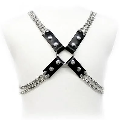 Leather Body imbracatura a catena harness pelle S-XL