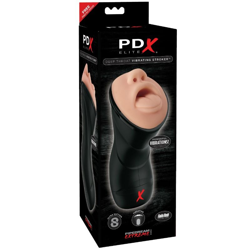 PDX Elite Gola Profonda masturbatore bocca vibrante