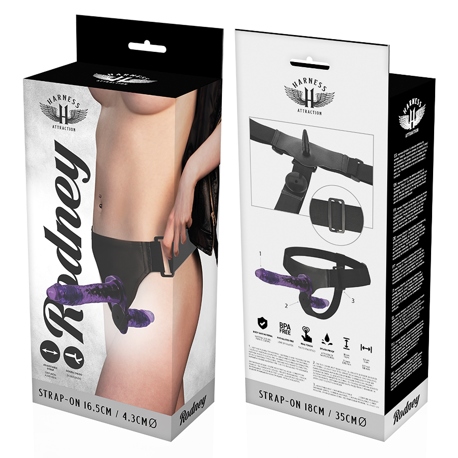 Attraction Rodney Harness Doppio Dildo Vibrante Coppia