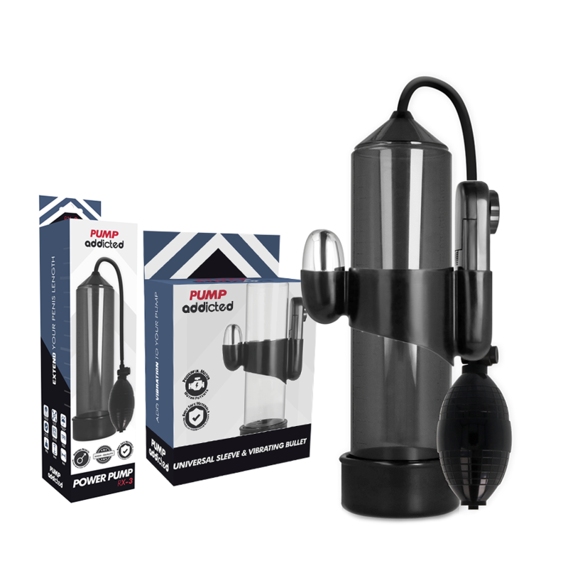 Pump Addicted RX3 pompa per pene nero con vibratore