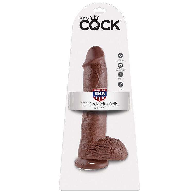 King Cock 25,4 cm dildo realistico marrone con sfere ventosa