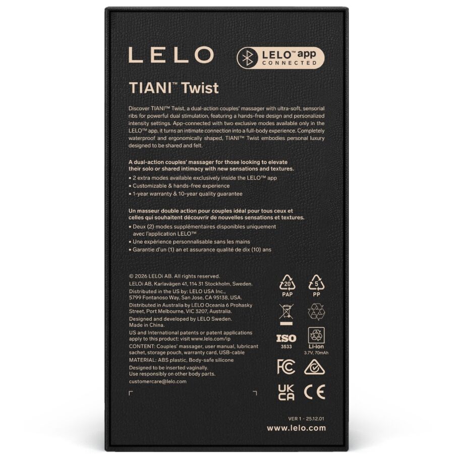 LELO Tiani Twist vibratore di coppia celeste con app