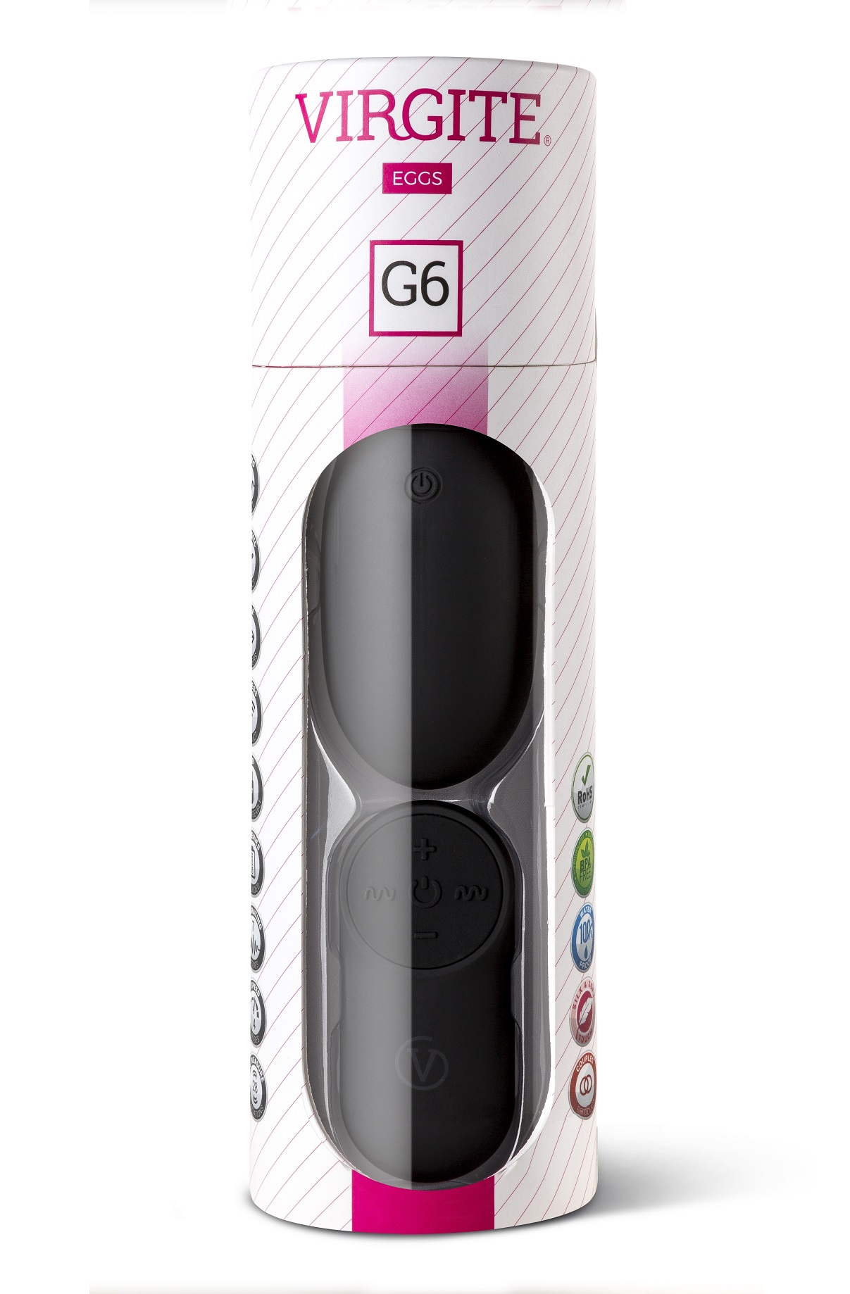 Virgite Love Hit G6 uovo vibrante nero in silicone ricaricabile